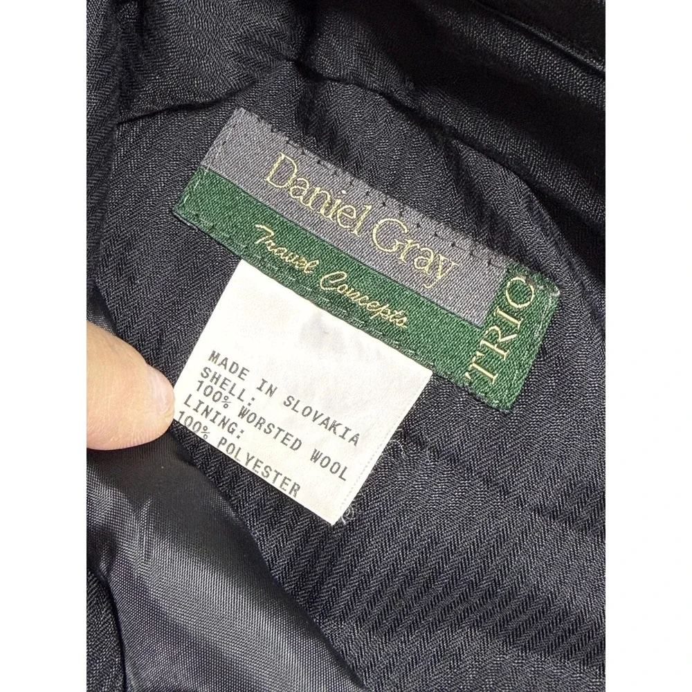 Daniel Gray Suit Mens 44R W39 Navy Wool 2 Button Pleated Cuffed‎ Travel Concepts